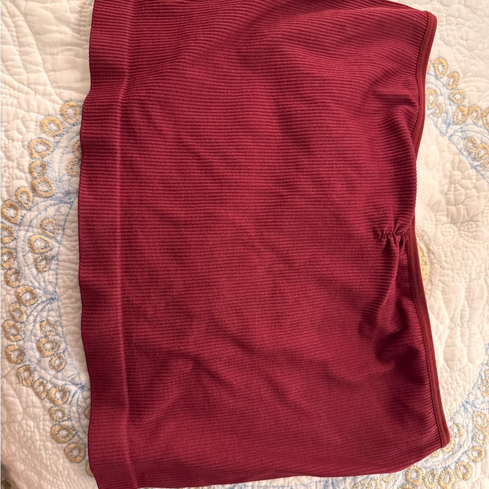 Women's Burgundy Ribbed Mini Skirt